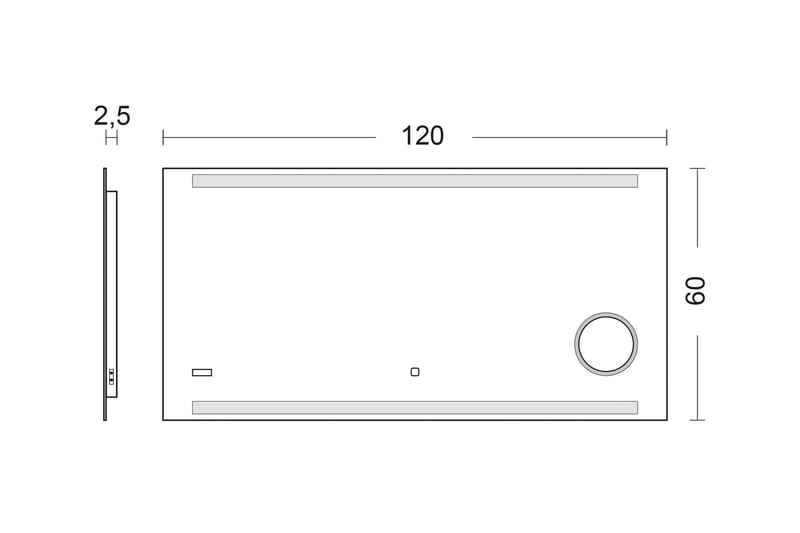 Kolerud Badrumsspegel 60 cm LED-belysning - Hus & renovering - Kök & bad - Badrum - Badrumsmöbler & badrumsinredning - Badrumsspegel