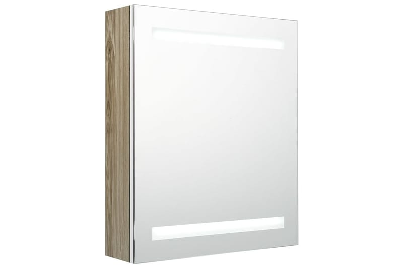 Badrumsspegel LED vit och ek 50x14x60 cm - Vit - Spegelskåp badrum