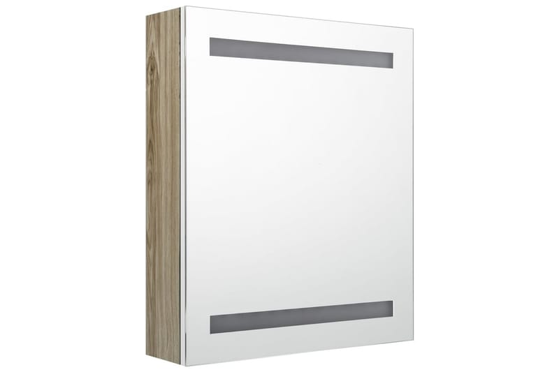Badrumsspegel LED vit och ek 50x14x60 cm - Vit - Spegelskåp badrum