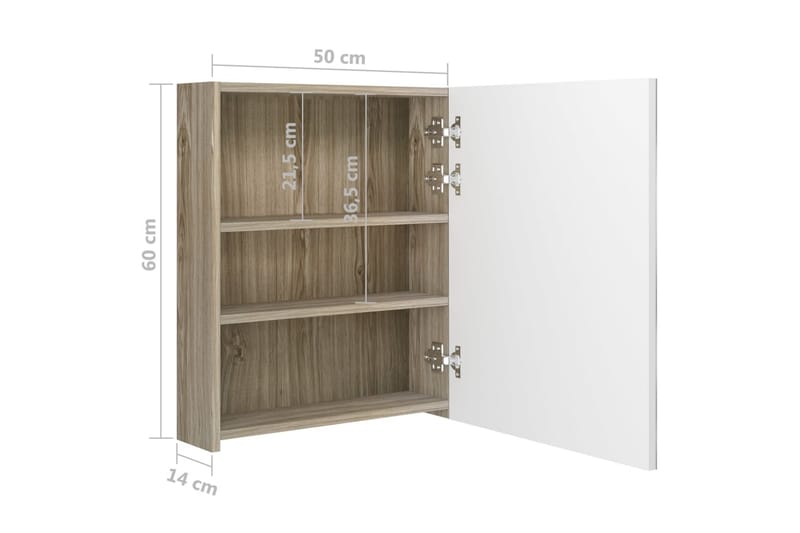 Badrumsspegel LED vit och ek 50x14x60 cm - Vit - Hus & renovering - Kök & bad - Badrum - Badrumsmöbler & badrumsinredning - Spegelskåp badrum