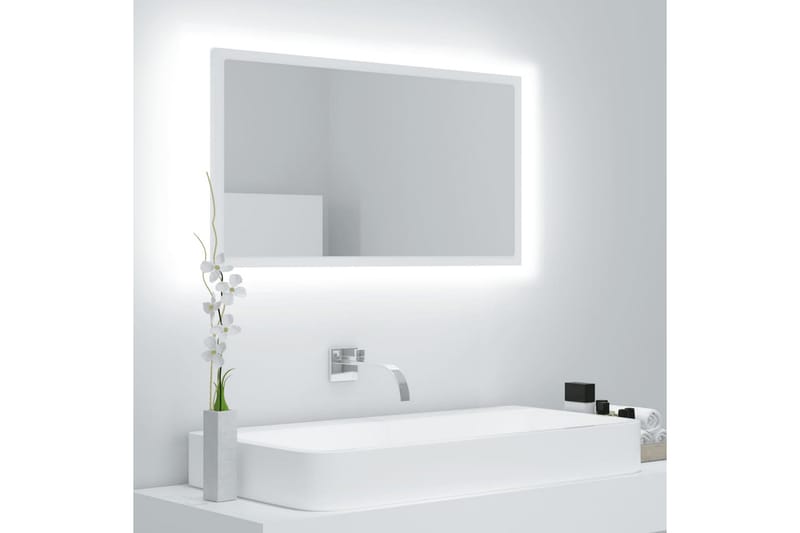 Badrumsspegel med LED vit 80x8,5x37 cm spånskiva - Vit - Hus & renovering - Kök & bad - Badrum - Badrumsmöbler & badrumsinredning - Badrumsspegel