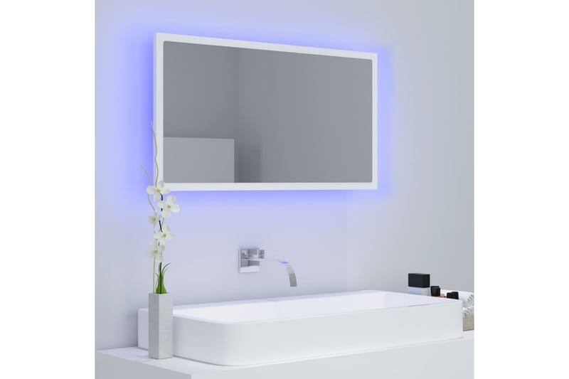 Badrumsspegel med LED vit 80x8,5x37 cm spånskiva - Vit - Hus & renovering - Kök & bad - Badrum - Badrumsmöbler & badrumsinredning - Badrumsspegel