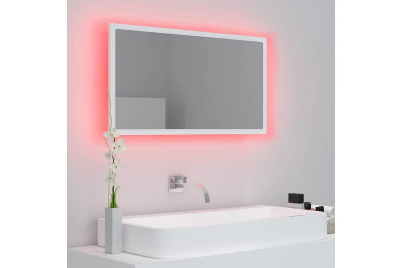 Badrumsspegel med LED vit 80x8,5x37 cm spånskiva - Vit - Hus & renovering - Kök & bad - Badrum - Badrumsmöbler & badrumsinredning - Badrumsspegel