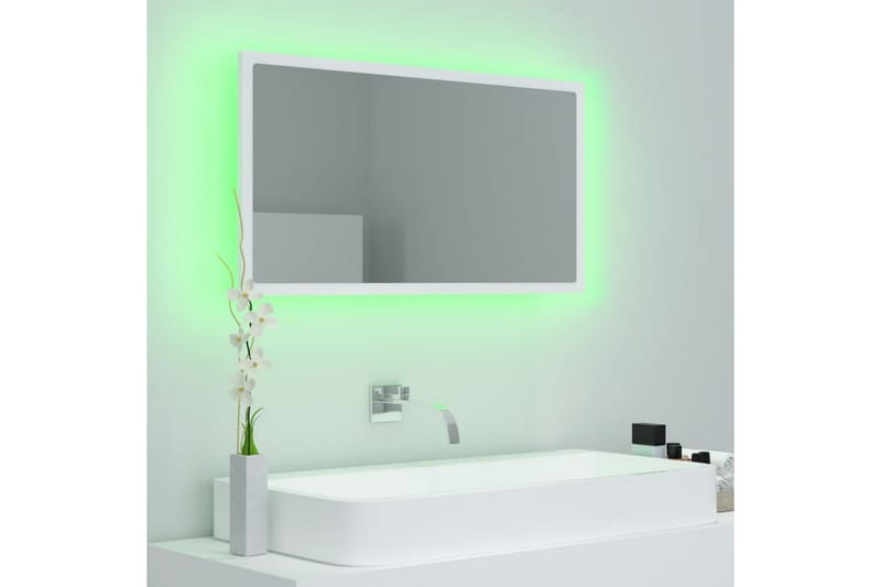Badrumsspegel med LED vit 80x8,5x37 cm spånskiva - Vit - Hus & renovering - Kök & bad - Badrum - Badrumsmöbler & badrumsinredning - Badrumsspegel