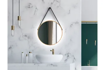 Nävesta Spegel 50 cm Rund - Guld - Hus & renovering - Kök & bad - Badrum - Badrumsmöbler & badrumsinredning - Badrumsspegel