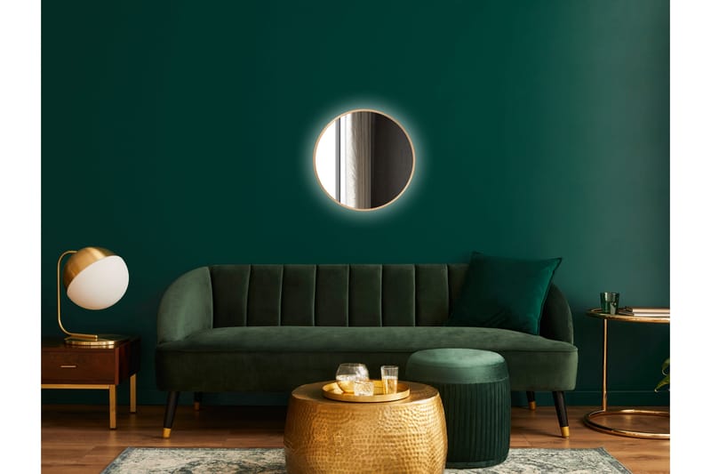Nävesta Spegel 50 cm Rund - Guld - Hus & renovering - Kök & bad - Badrum - Badrumsmöbler & badrumsinredning - Badrumsspegel