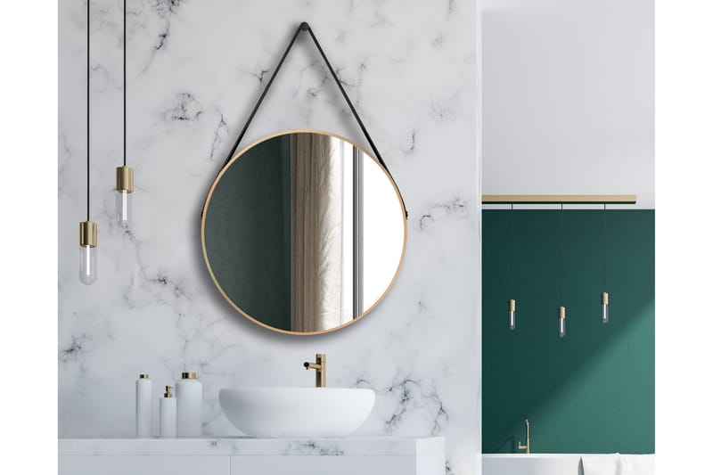 Nävesta Spegel 80 cm Rund - Guld - Hus & renovering - Kök & bad - Badrum - Badrumsmöbler & badrumsinredning - Badrumsspegel