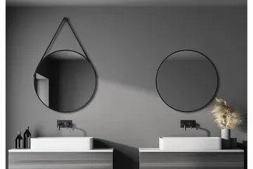 Nävesta Spegel 80 cm Rund - Svart - Hus & renovering - Kök & bad - Badrum - Badrumsmöbler & badrumsinredning - Badrumsspegel