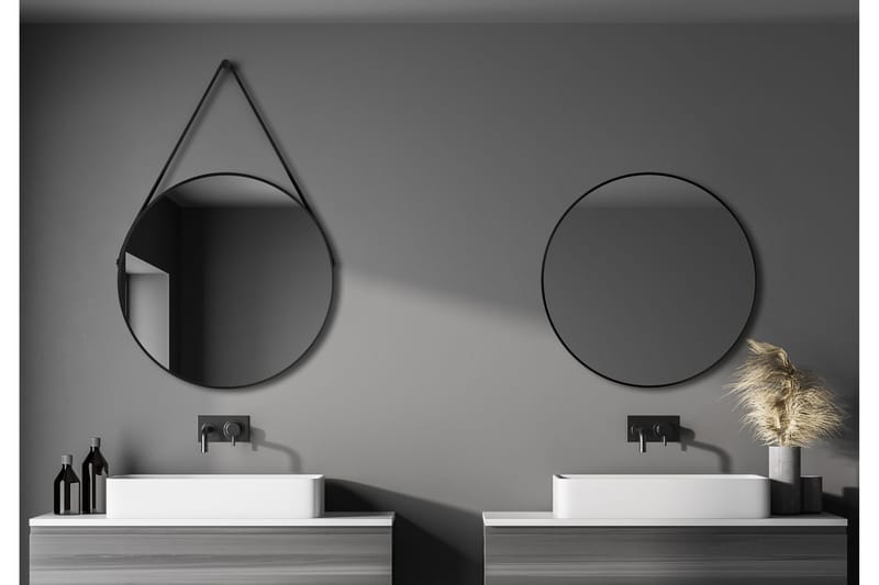 Nävesta Spegel 80 cm Rund - Svart - Hus & renovering - Kök & bad - Badrum - Badrumsmöbler & badrumsinredning - Badrumsspegel