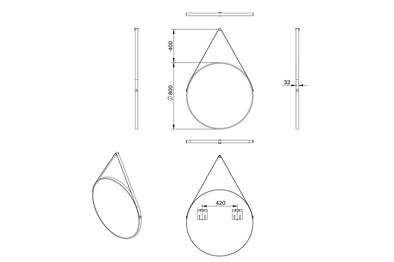 Nävesta Spegel 80 cm Rund - Vit - Hus & renovering - Kök & bad - Badrum - Badrumsmöbler & badrumsinredning - Badrumsspegel