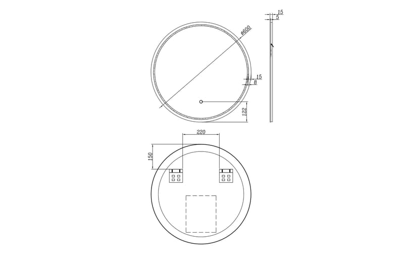 Norrbyn Väggspegel 60 cm - Hus & renovering - Kök & bad - Badrum - Badrumsmöbler & badrumsinredning - Badrumsspegel