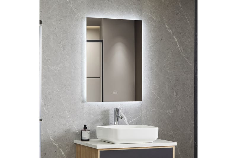 Rektangulär badrumsspegel med LED-belysning 120x120 cm Vit - Lyfco - Hus & renovering - Kök & bad - Badrum - Badrumsmöbler & badrumsinredning - Badrumsspegel