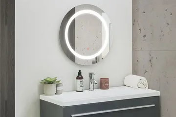 Rystal Spegel LED Rund 58x58 cm - Silver - Hus & renovering - Kök & bad - Badrum - Badrumsmöbler & badrumsinredning - Badrumsspegel