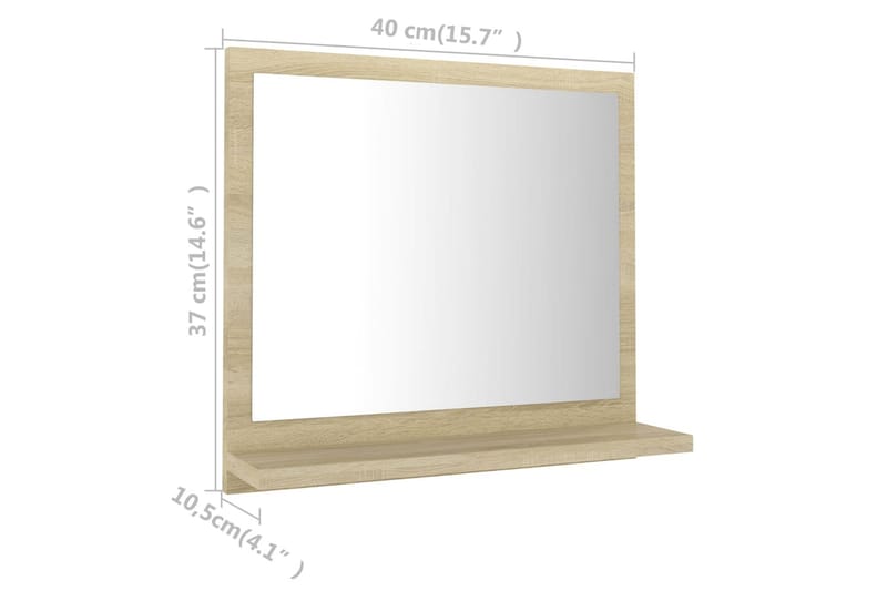 Badrumsspegel sonoma-ek 40x10,5x37 cm spånskiva - Brun - Hus & renovering - Kök & bad - Badrum - Badrumsmöbler & badrumsinredning - Badrumsspegel