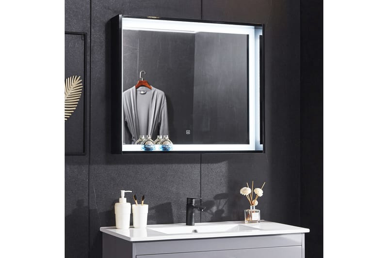 Spegel med inbyggd LED-belysning och hyllkant 13x68 cm Vit - Lyfco - Badrumsspegel - Badrumsspegel med belysning
