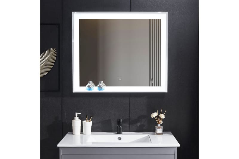 Spegel med inbyggd LED-belysning och hyllkant 13x68 cm Vit - Lyfco - Hus & renovering - Kök & bad - Badrum - Badrumsmöbler & badrumsinredning - Badrumsspegel