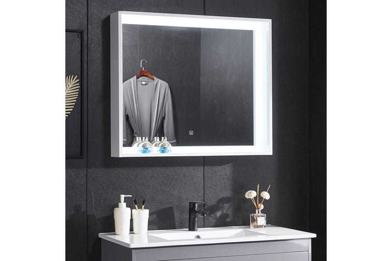 Spegel med inbyggd LED-belysning och hyllkant 13x68 cm Vit - Lyfco - Hus & renovering - Kök & bad - Badrum - Badrumsmöbler & badrumsinredning - Badrumsspegel
