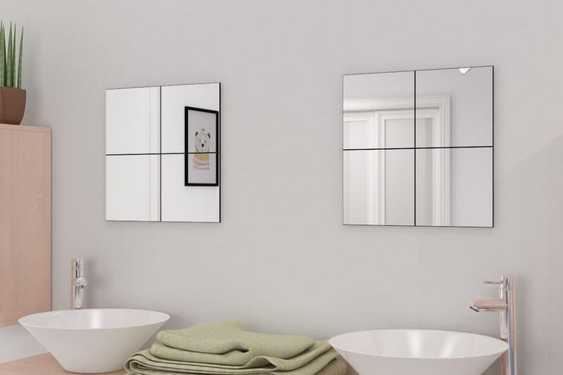 Spegelplattor utan ram glas 16 st 20,5 cm - Silver - Badrumsspegel