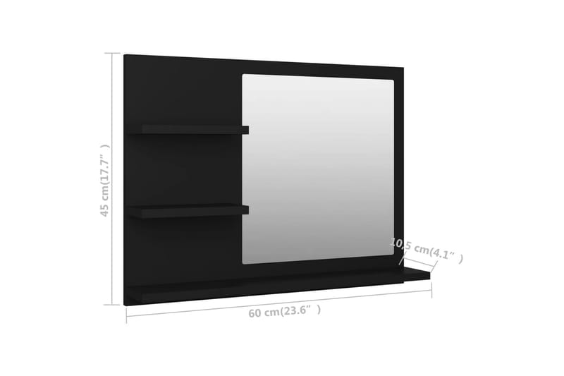 Badrumsspegel svart 60x10,5x45 cm spånskiva - Svart - Hus & renovering - Kök & bad - Badrum - Badrumsmöbler & badrumsinredning - Badrumsspegel