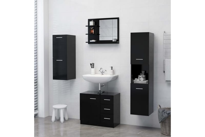 Badrumsspegel svart 60x10,5x45 cm spånskiva - Svart - Hus & renovering - Kök & bad - Badrum - Badrumsmöbler & badrumsinredning - Badrumsspegel