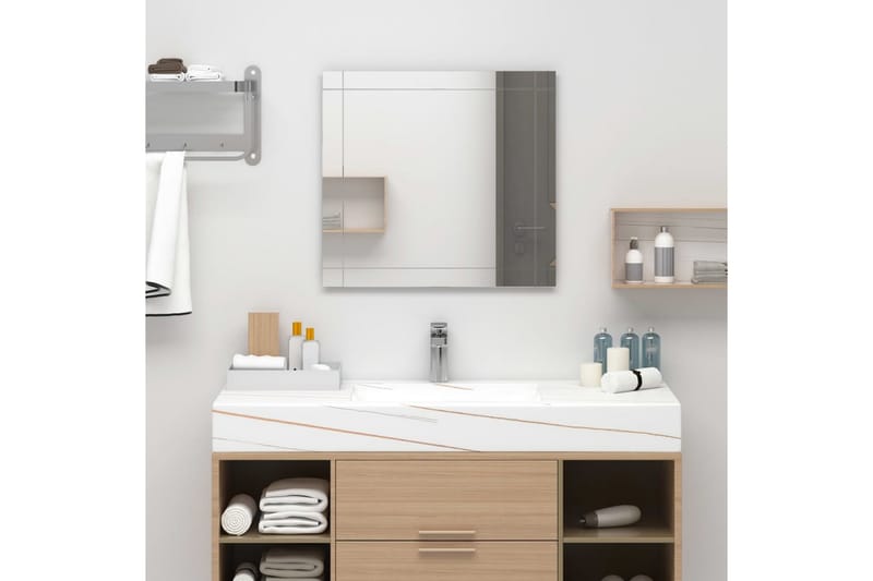 Väggspegel 80x60 cm glas - Silver - Hus & renovering - Kök & bad - Badrum - Badrumsmöbler & badrumsinredning - Badrumsspegel