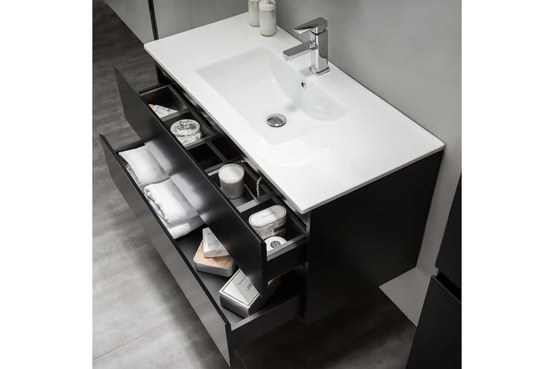 Bathlife Eufori Möbelpaket med Spegel 1000 - Svart - Kompletta möbelpaket badrum