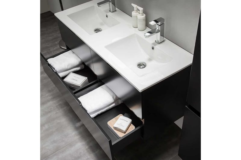 Bathlife Glädje Möbelpaket med Spegel 1200 - Svart - Kompletta möbelpaket badrum