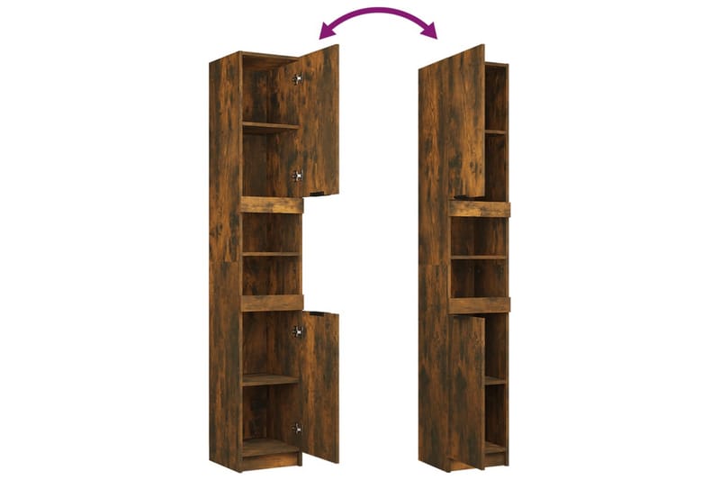 beBasic Badrumsmöbler set 3 delar rökfärgad ek konstruerat trä - Brown - Hus & renovering - Kök & bad - Badrum - Badrumsmöbler & badrumsinredning - Badrumsskåp