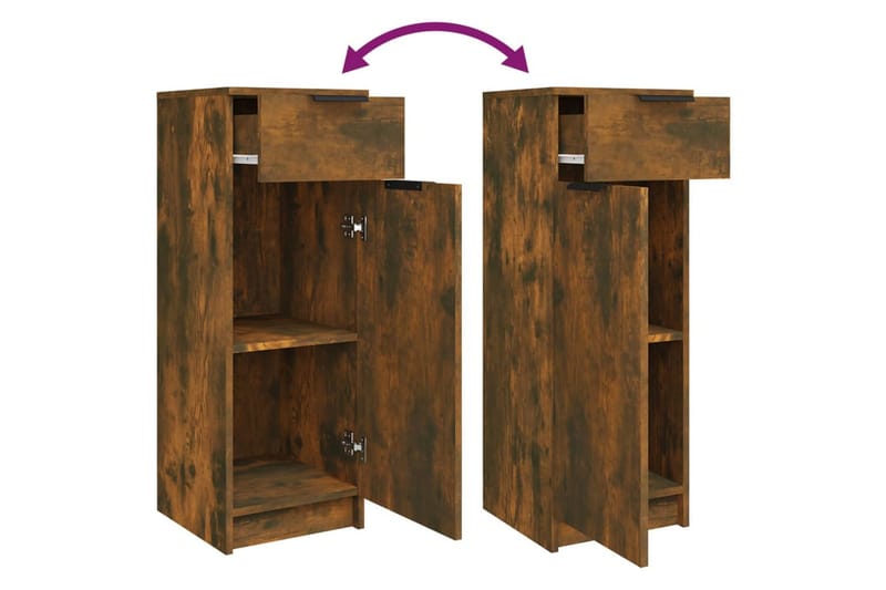 beBasic Badrumsmöbler set 5 delar rökfärgad ek konstruerat trä - Brown - Hus & renovering - Kök & bad - Badrum - Badrumsmöbler & badrumsinredning - Badrumsskåp