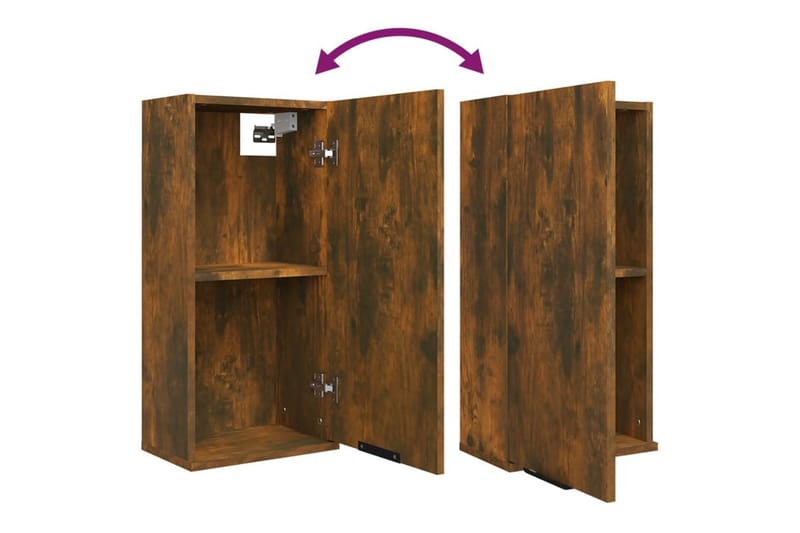 beBasic Badrumsmöbler set 5 delar rökfärgad ek konstruerat trä - Brown - Hus & renovering - Kök & bad - Badrum - Badrumsmöbler & badrumsinredning - Badrumsskåp