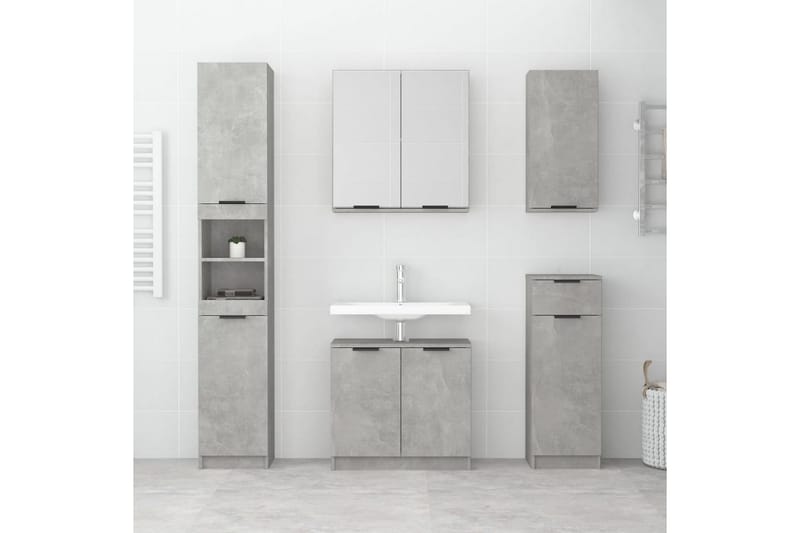 beBasic Badrumsskåp betonggrå 32x34x188,5 cm konstruerat trä - Grey - Hus & renovering - Kök & bad - Badrum - Badrumsmöbler & badrumsinredning - Badrumsskåp