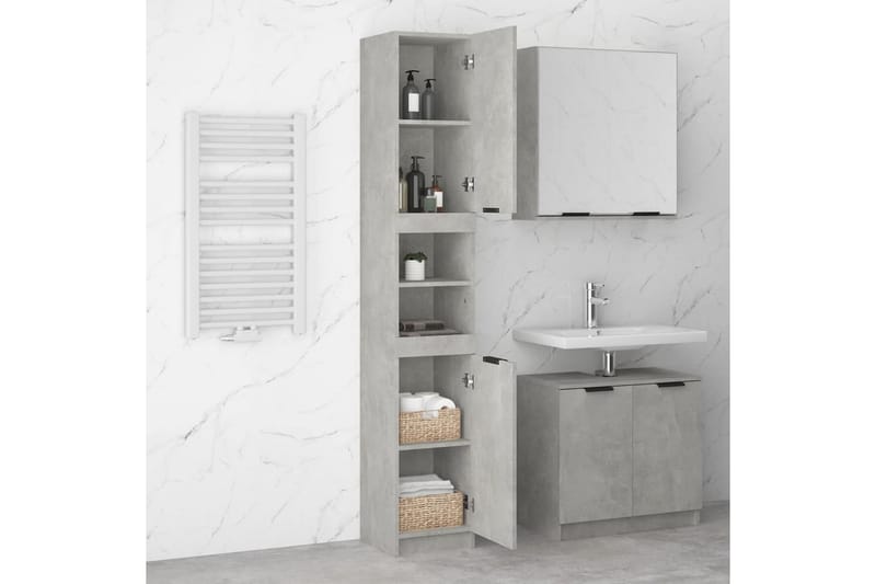 beBasic Badrumsskåp betonggrå 32x34x188,5 cm konstruerat trä - Grey - Hus & renovering - Kök & bad - Badrum - Badrumsmöbler & badrumsinredning - Badrumsskåp