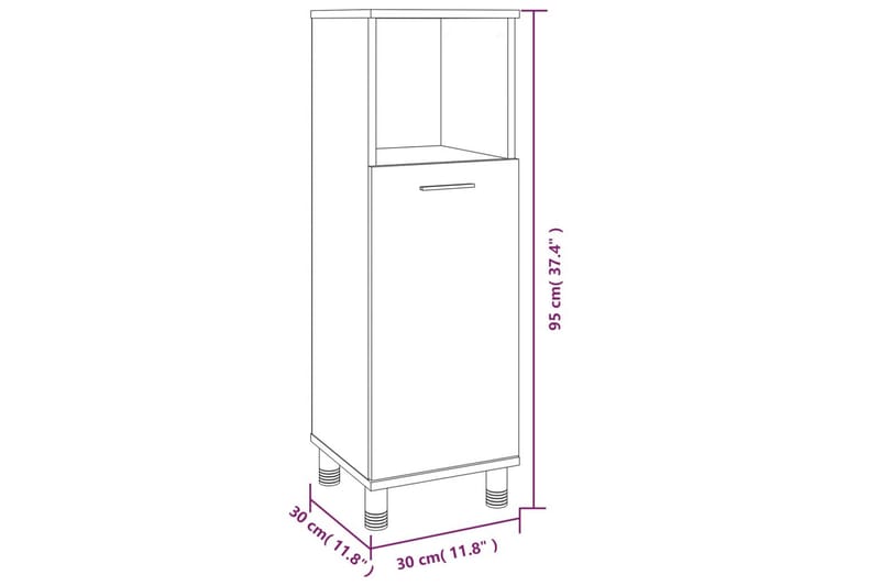 beBasic Badrumsskåp brun ek 30x30x95 cm konstruerat trä - Brown - Badrumsskåp