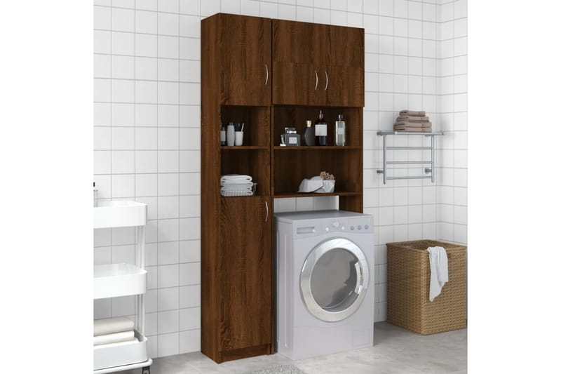 beBasic Badrumsskåp brun ek 32x25,5x190 cm konstruerat trä - Brown - Hus & renovering - Kök & bad - Badrum - Badrumsmöbler & badrumsinredning - Badrumsskåp