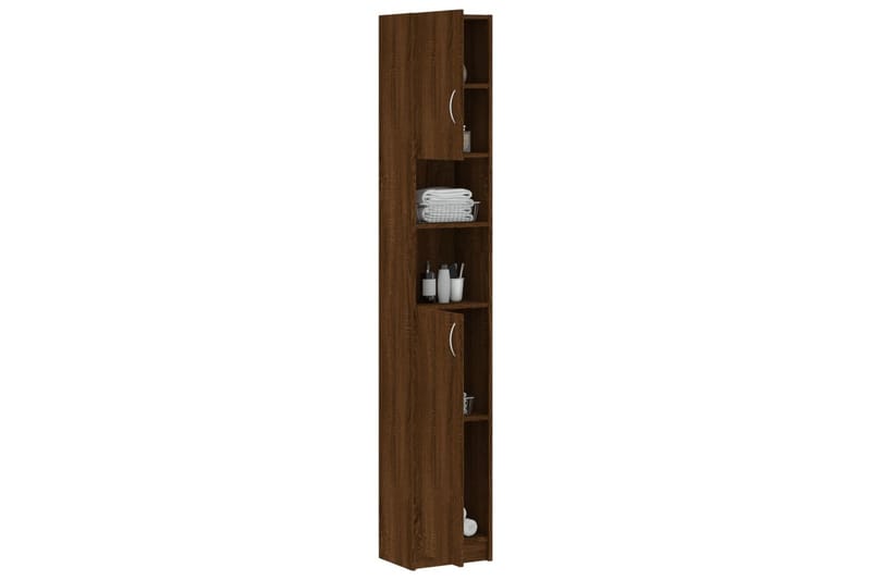 beBasic Badrumsskåp brun ek 32x25,5x190 cm konstruerat trä - Brown - Hus & renovering - Kök & bad - Badrum - Badrumsmöbler & badrumsinredning - Badrumsskåp