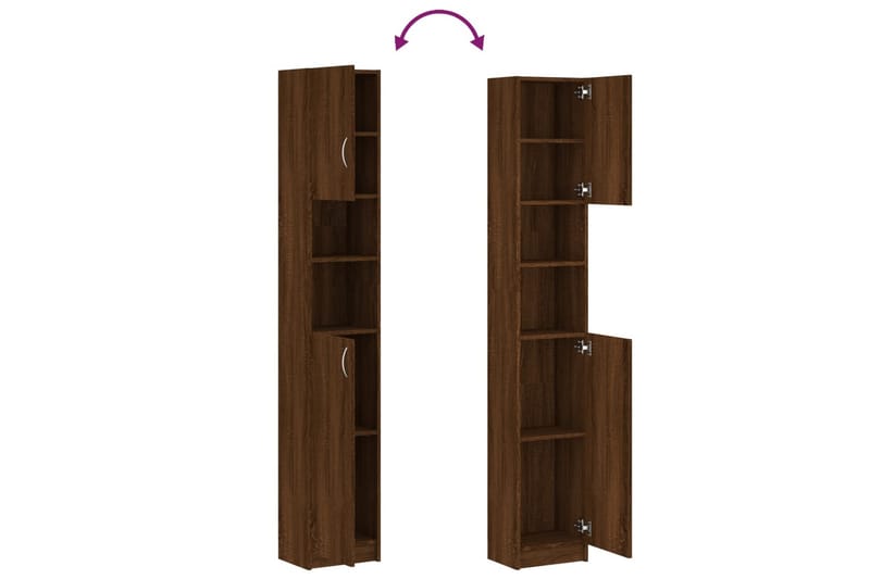 beBasic Badrumsskåp brun ek 32x25,5x190 cm konstruerat trä - Brown - Hus & renovering - Kök & bad - Badrum - Badrumsmöbler & badrumsinredning - Badrumsskåp