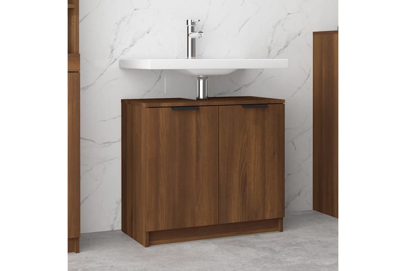 beBasic Badrumsskåp brun ek 64,5x33,5x59 cm konstruerat trä - Brown - Hus & renovering - Kök & bad - Badrum - Badrumsmöbler & badrumsinredning - Badrumsskåp