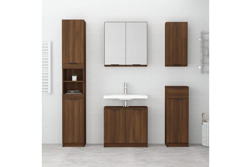 beBasic Badrumsskåp brun ek 64,5x33,5x59 cm konstruerat trä - Brown - Hus & renovering - Kök & bad - Badrum - Badrumsmöbler & badrumsinredning - Badrumsskåp