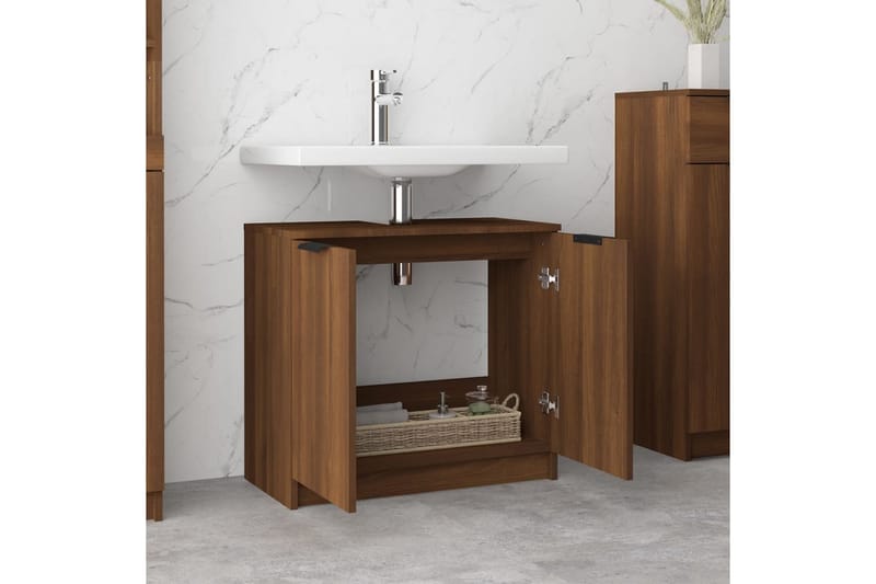 beBasic Badrumsskåp brun ek 64,5x33,5x59 cm konstruerat trä - Brown - Hus & renovering - Kök & bad - Badrum - Badrumsmöbler & badrumsinredning - Badrumsskåp