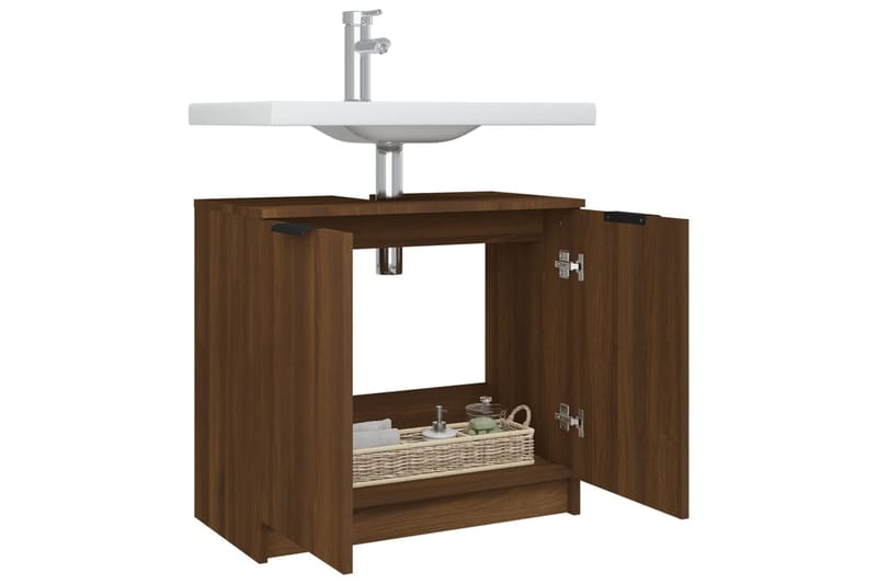 beBasic Badrumsskåp brun ek 64,5x33,5x59 cm konstruerat trä - Brown - Hus & renovering - Kök & bad - Badrum - Badrumsmöbler & badrumsinredning - Badrumsskåp