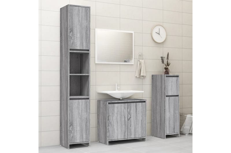 beBasic Badrumsskåp grå sonoma 30x30x95 cm konstruerat trä - Grey - Hus & renovering - Kök & bad - Badrum - Badrumsmöbler & badrumsinredning - Badrumsskåp
