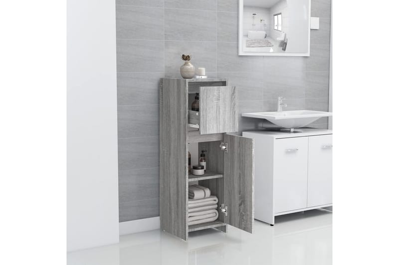 beBasic Badrumsskåp grå sonoma 30x30x95 cm konstruerat trä - Grey - Hus & renovering - Kök & bad - Badrum - Badrumsmöbler & badrumsinredning - Badrumsskåp