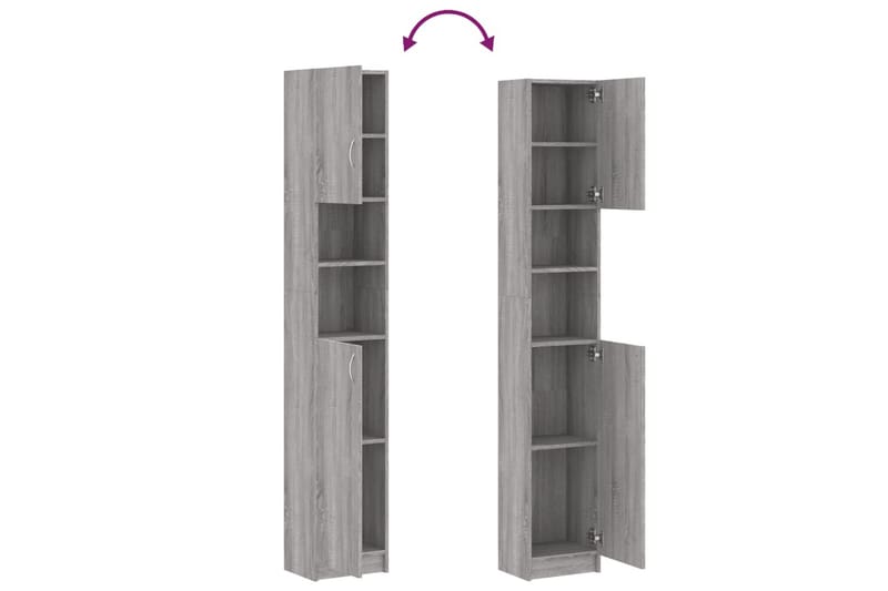 beBasic Badrumsskåp grå sonoma 32x25,5x190 cm konstruerat trä - Grey - Hus & renovering - Kök & bad - Badrum - Badrumsmöbler & badrumsinredning - Badrumsskåp