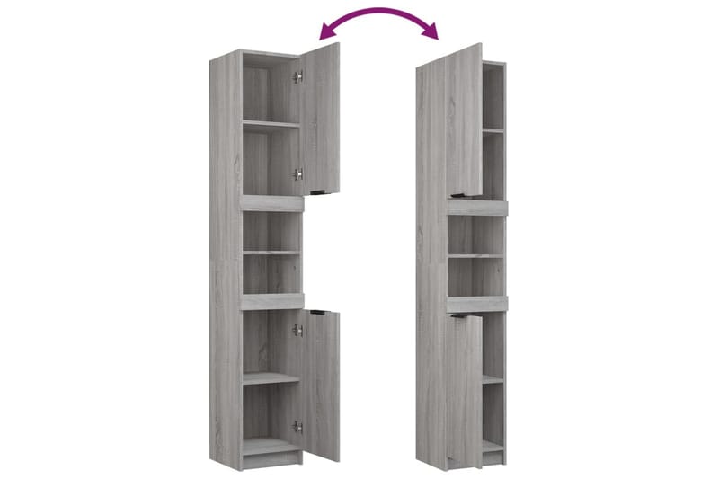 beBasic Badrumsskåp grå sonoma 32x34x188,5 cm konstruerat trä - Grey - Hus & renovering - Kök & bad - Badrum - Badrumsmöbler & badrumsinredning - Badrumsskåp