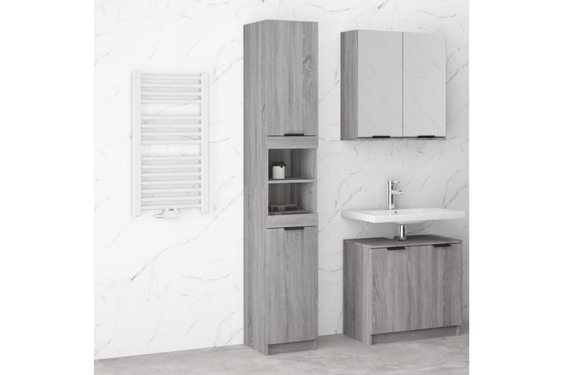 beBasic Badrumsskåp grå sonoma 32x34x188,5 cm konstruerat trä - Grey - Hus & renovering - Kök & bad - Badrum - Badrumsmöbler & badrumsinredning - Badrumsskåp