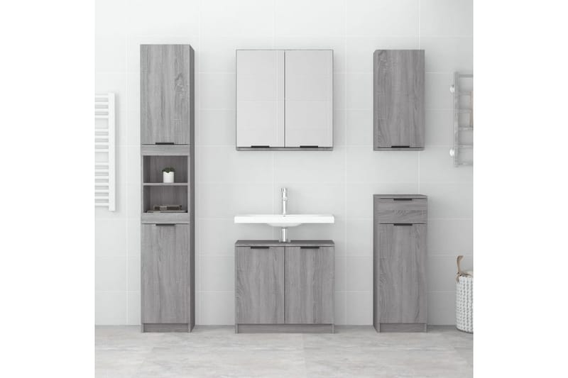 beBasic Badrumsskåp grå sonoma 32x34x188,5 cm konstruerat trä - Grey - Hus & renovering - Kök & bad - Badrum - Badrumsmöbler & badrumsinredning - Badrumsskåp