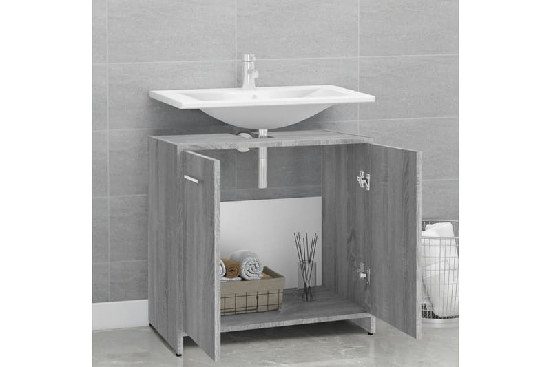 beBasic Badrumsskåp grå sonoma 60x33x60 cm konstruerat trä - Grey - Hus & renovering - Kök & bad - Badrum - Badrumsmöbler & badrumsinredning - Badrumsskåp