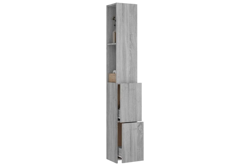 beBasic Badrumsskåp grå sonoma-ek 25x25x170 cm konstruerat trä - Grey - Hus & renovering - Kök & bad - Badrum - Badrumsmöbler & badrumsinredning - Badrumsskåp