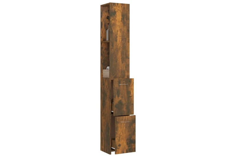 beBasic Badrumsskåp rökfärgad ek 25x25x170 cm konstruerat trä - Brown - Hus & renovering - Kök & bad - Badrum - Badrumsmöbler & badrumsinredning - Badrumsskåp