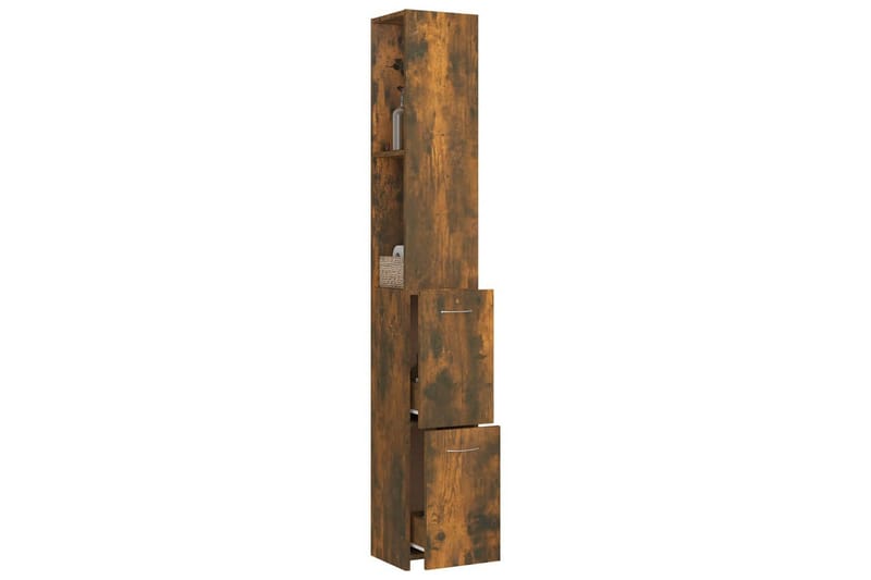beBasic Badrumsskåp rökfärgad ek 25x25x170 cm konstruerat trä - Brown - Badrumsskåp - Tvättskåp - Väggskåp & högskåp